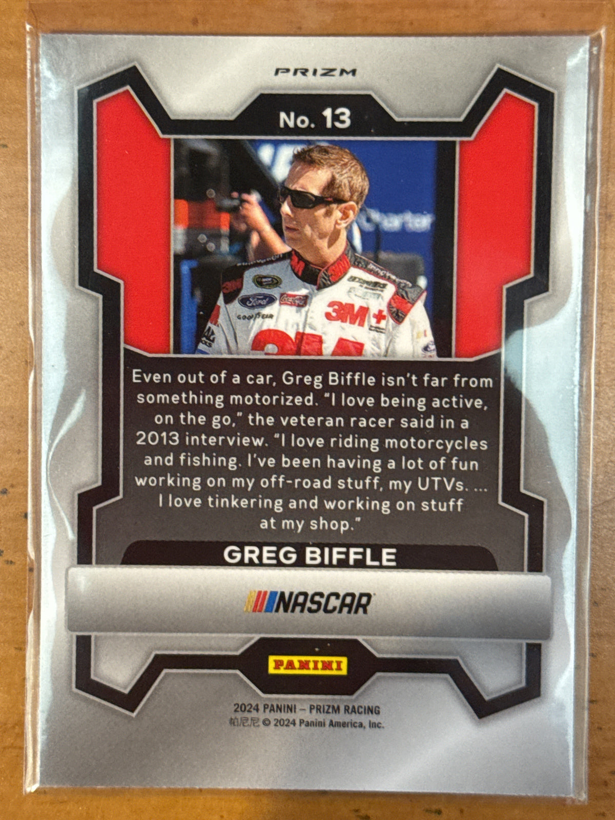 2024 Panini Prizm Racing NASCAR Green Parallel Greg Biffle #13 New Card in Plastic