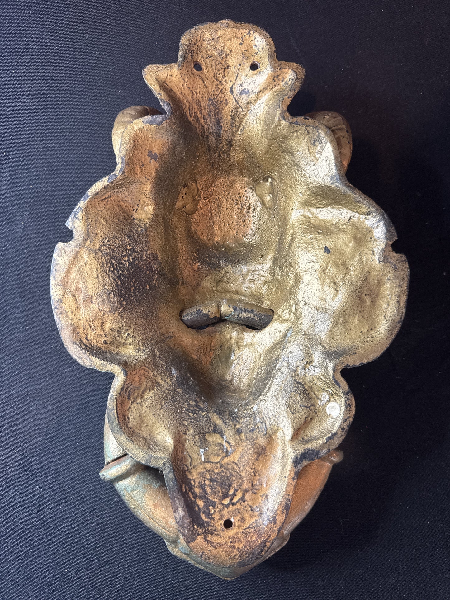 Vintage Satyr Face w/Ram Horns Cast Iron Door Knocker 13.75" Tall x 8.5" Wide Heavy