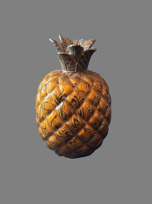 Glass Pineapple Bronze & Black Home Decor Piece 6" Tall