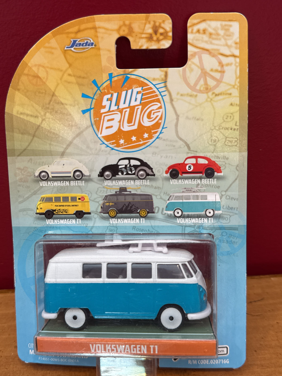 Jada Punch Buggy Slug Bug Volkswagen T1 Microbus Teal Surfboard Diecast Model Car New