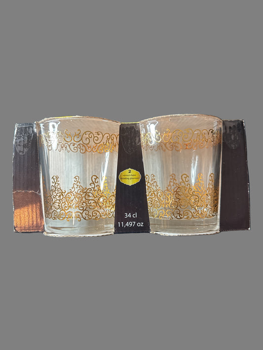 Pair of Moroccan Drinking Glasses 11.5oz 4" Tall New in Box