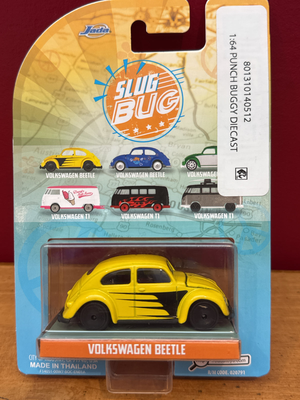 Jada Punch Buggy Slug Bug Volkswagen Beetle Yellow Black Stripes Bug Diecast Model Car New