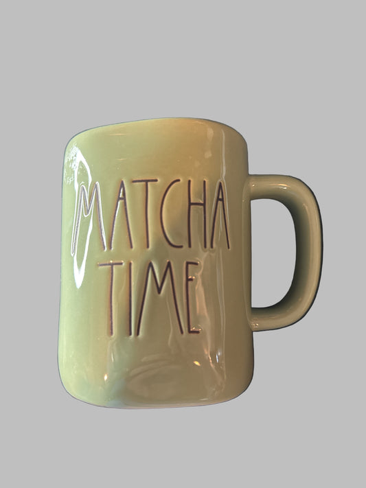 Rae Dunn Green Matcha Time Coffee Cup Mug 4 7/8" Tall