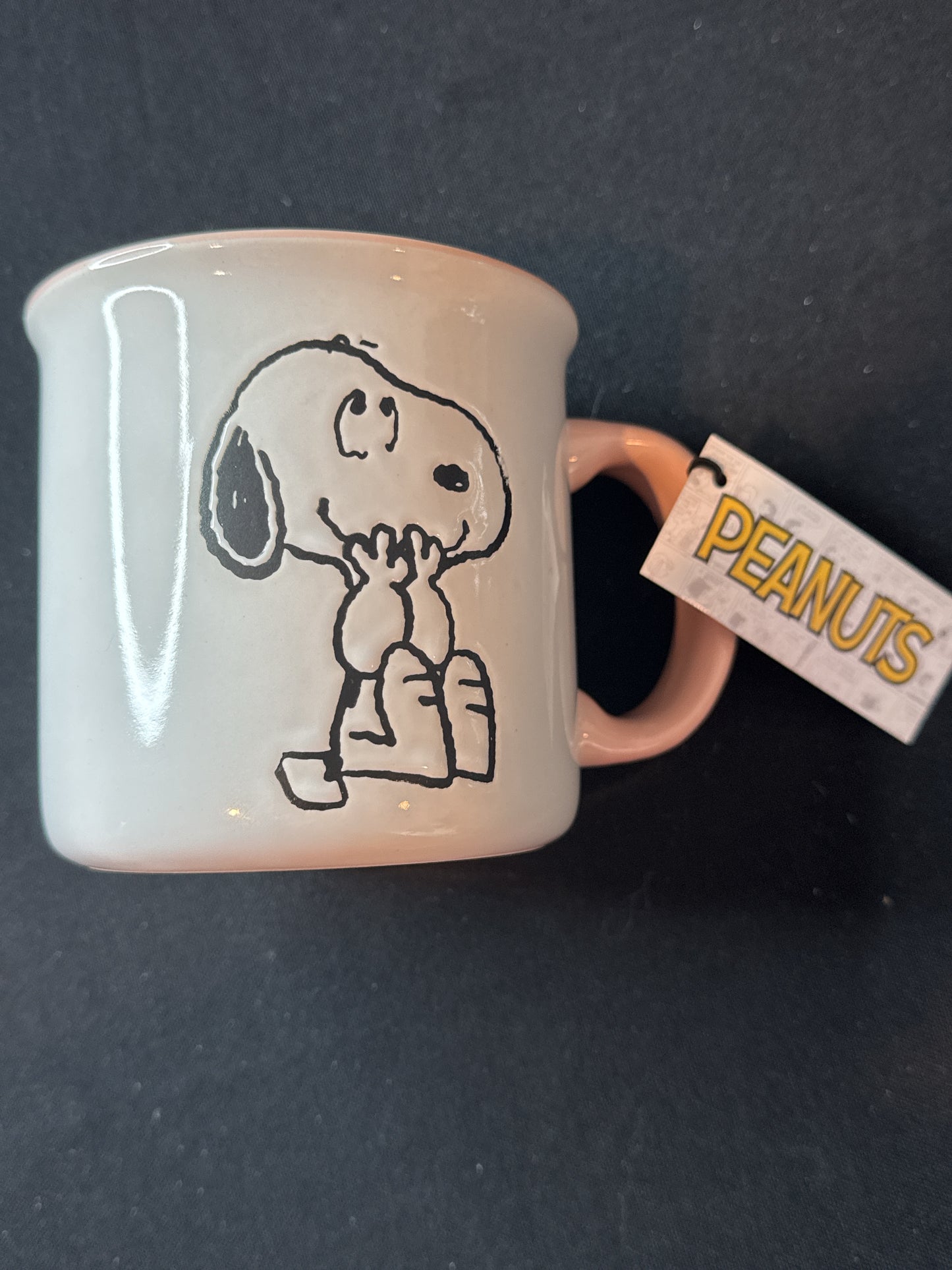 Peanuts Snoopy & Woodstock White & Pink 21oz Coffee Mug Cup New with Tags 4.25" Tall