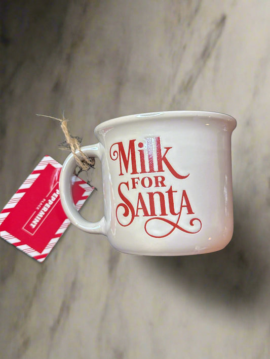 Milk For Santa Coffee Mug Cup 16oz 3.5" Tall 4.25" Wide New with Tags