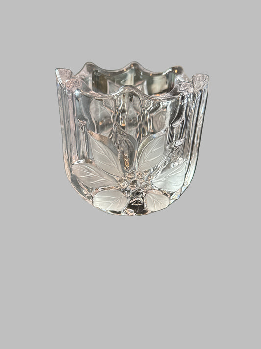Mikasa Crystal Christmas Poinsettias Votive/Tea Light Holder 3.5" Tall Inside Width 2.75"