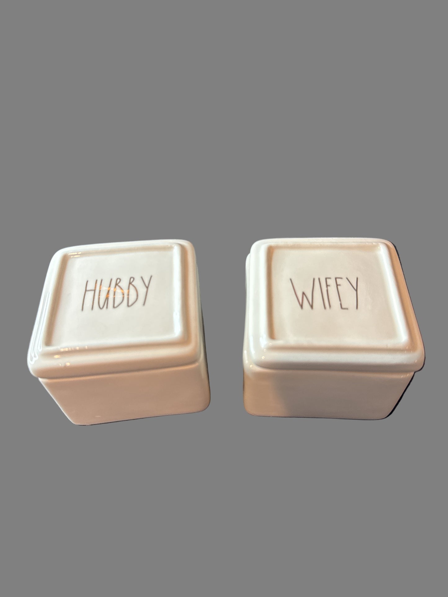 Rae Dunn Jewelry Boxes Trinket Boxes Hubby Wifey Ceramic New Boxes 3" Wide 2.75" Tall