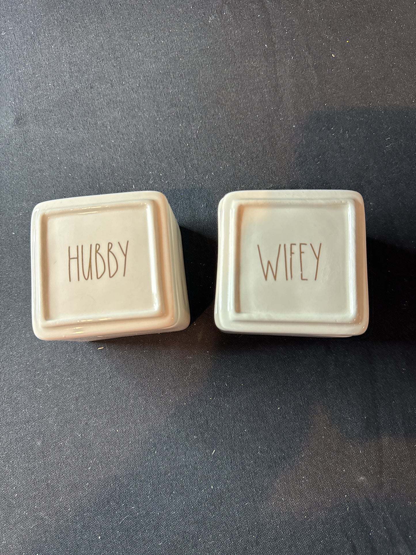 Rae Dunn Jewelry Boxes Trinket Boxes Hubby Wifey Ceramic New Boxes 3" Wide 2.75" Tall