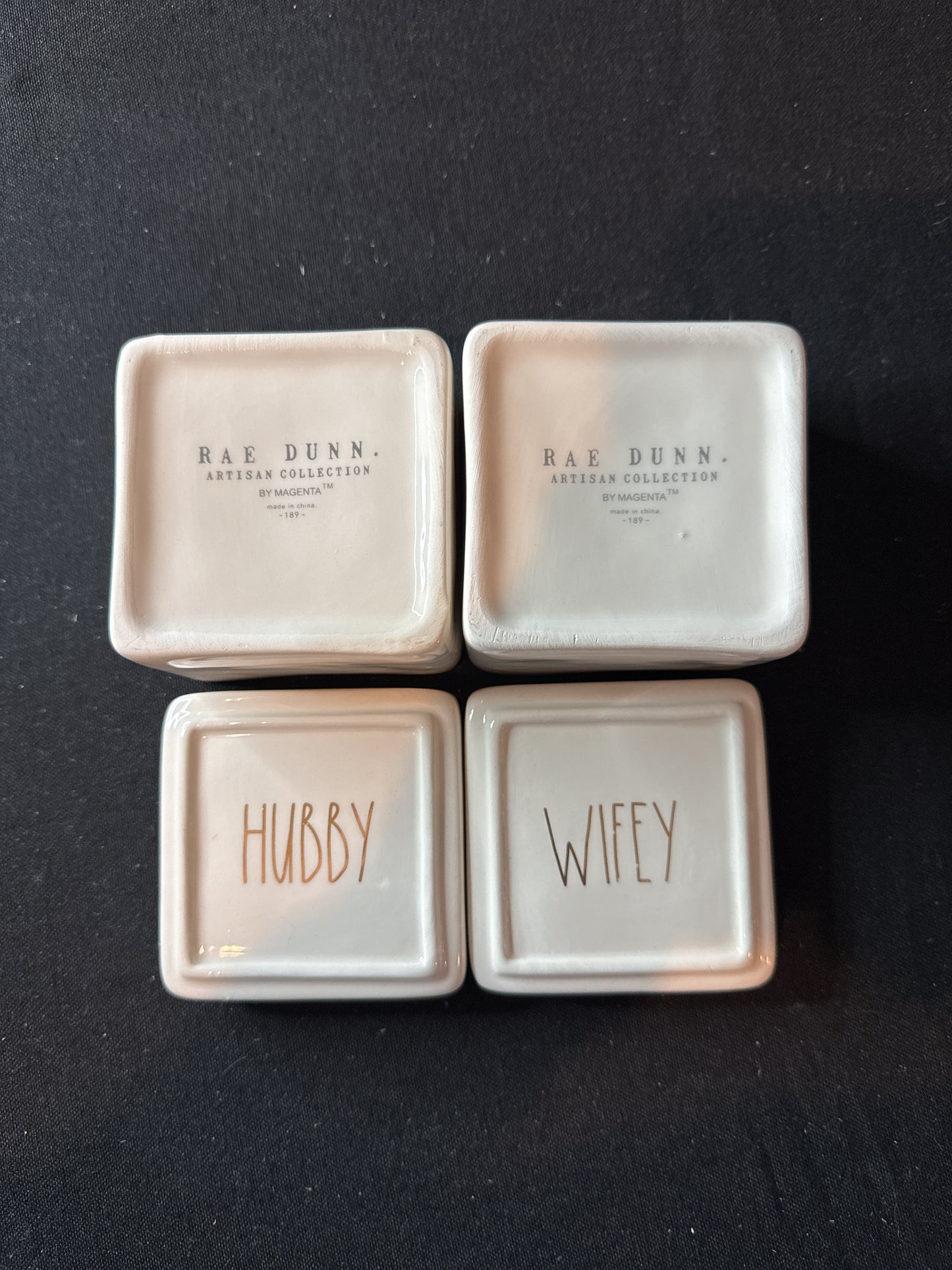 Rae Dunn Jewelry Boxes Trinket Boxes Hubby Wifey Ceramic New Boxes 3" Wide 2.75" Tall