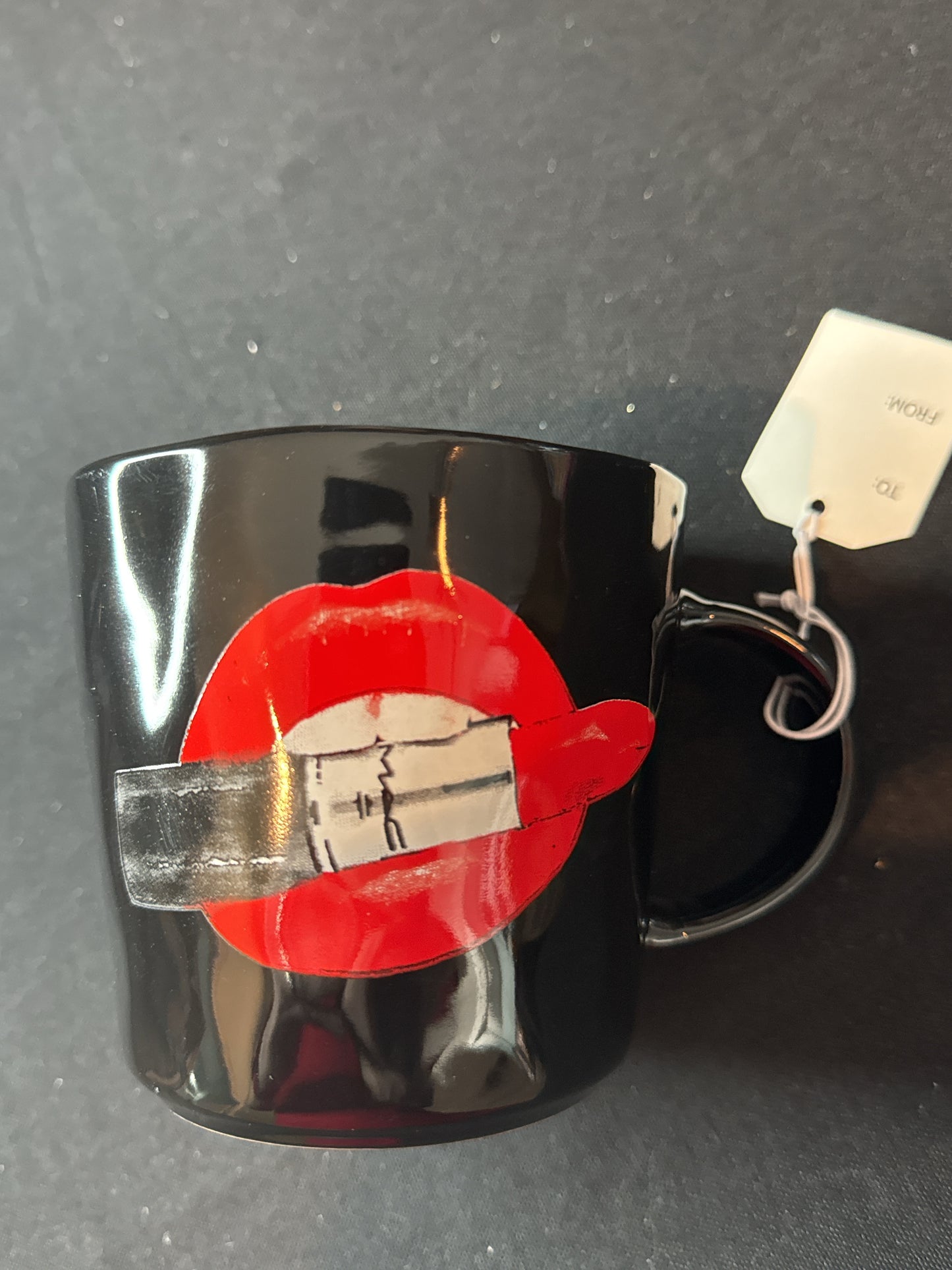 Amanda Greenwood Art Coffee Mug Cup Lips and Lipstick Black Mug New with Tags