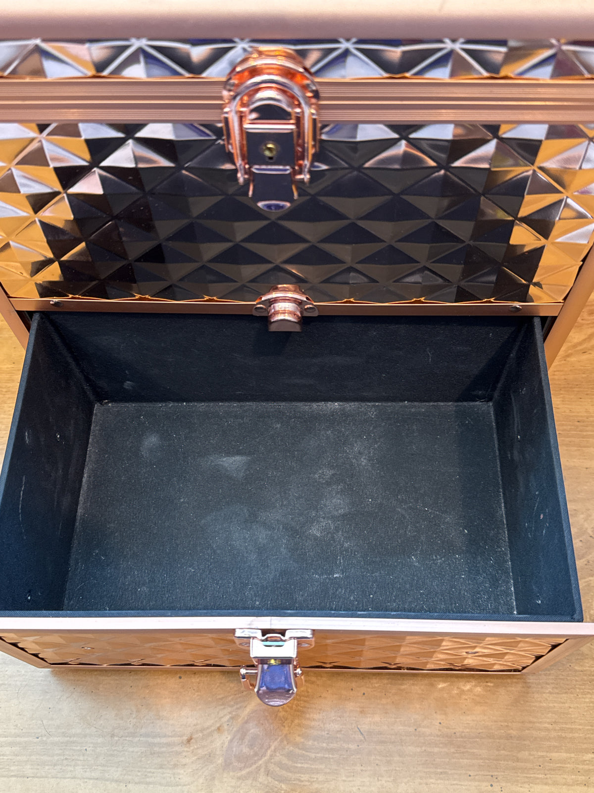 Rose Gold Makeup Train Case w/ Mirror & Drawers - Extra Large Organizer