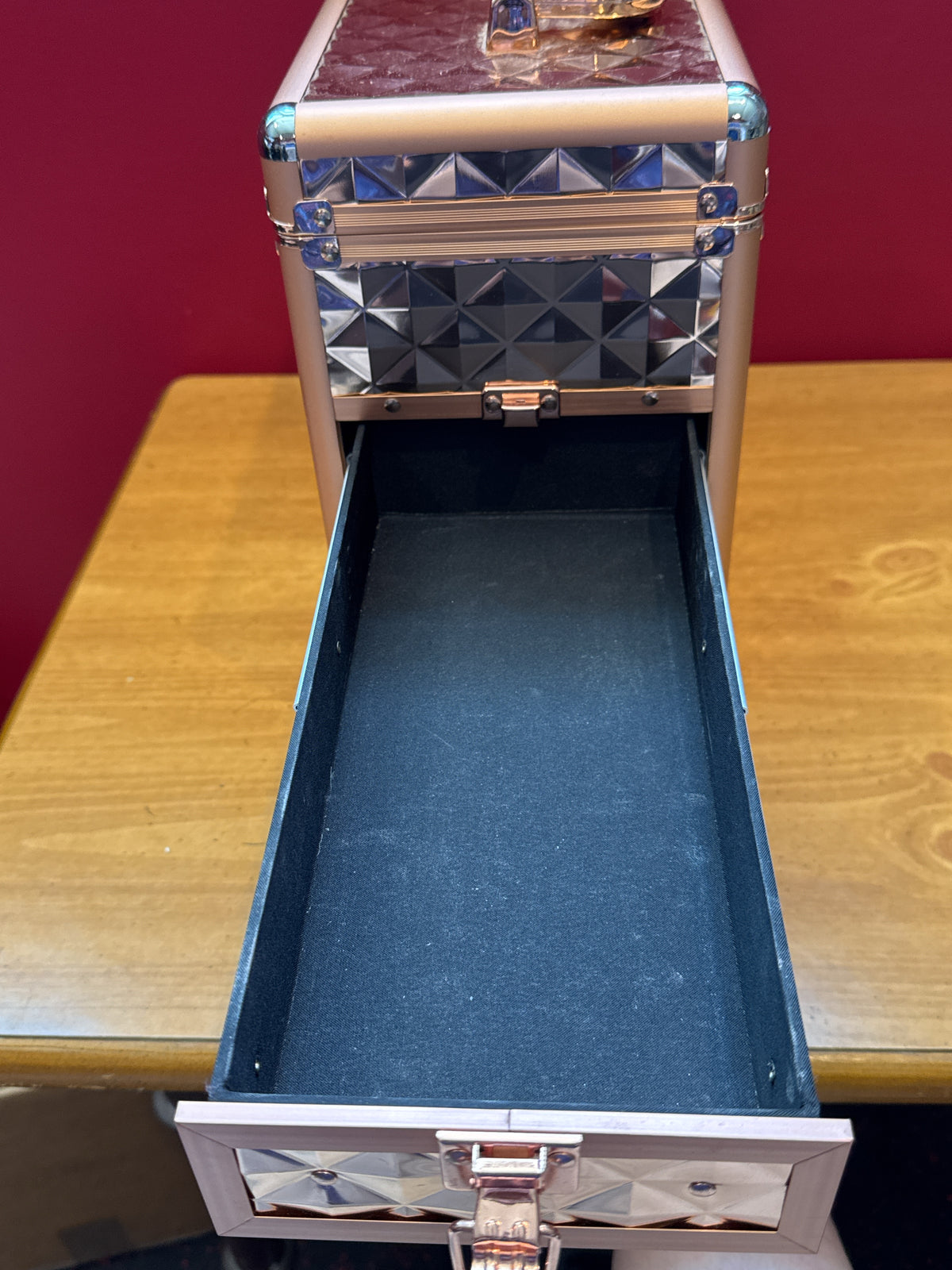 Rose Gold Makeup Train Case w/ Mirror & Drawers - Extra Large Organizer