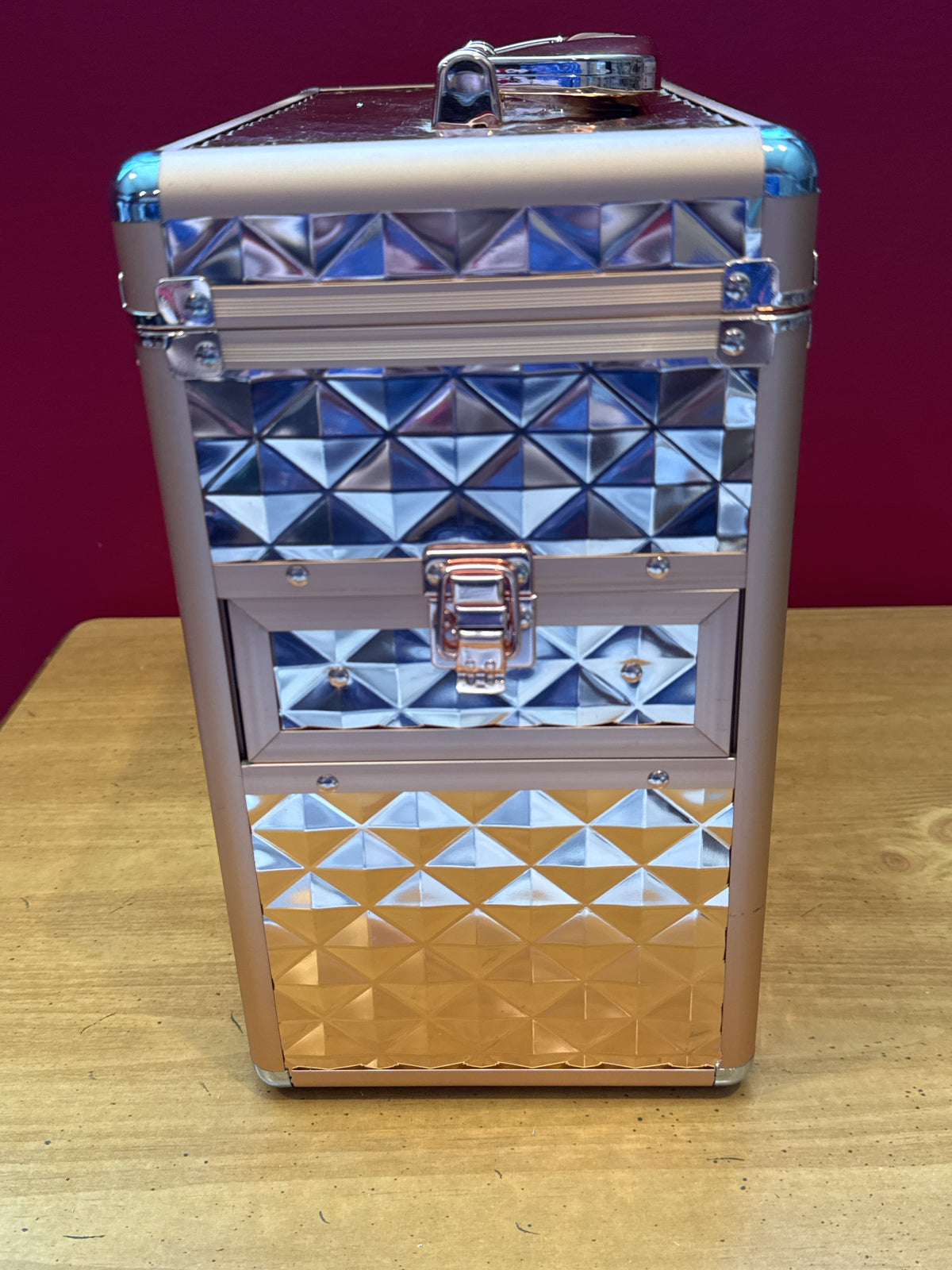 Rose Gold Makeup Train Case w/ Mirror & Drawers - Extra Large Organizer