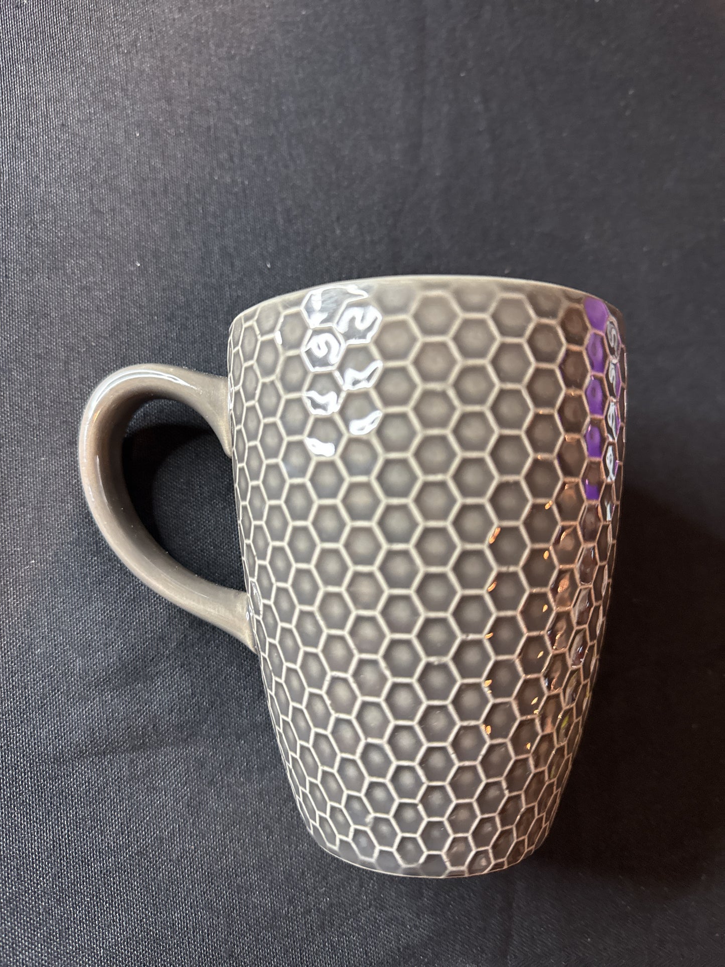 Grey Honeycomb Style Coffee Mug Cup 4.75" Tall
