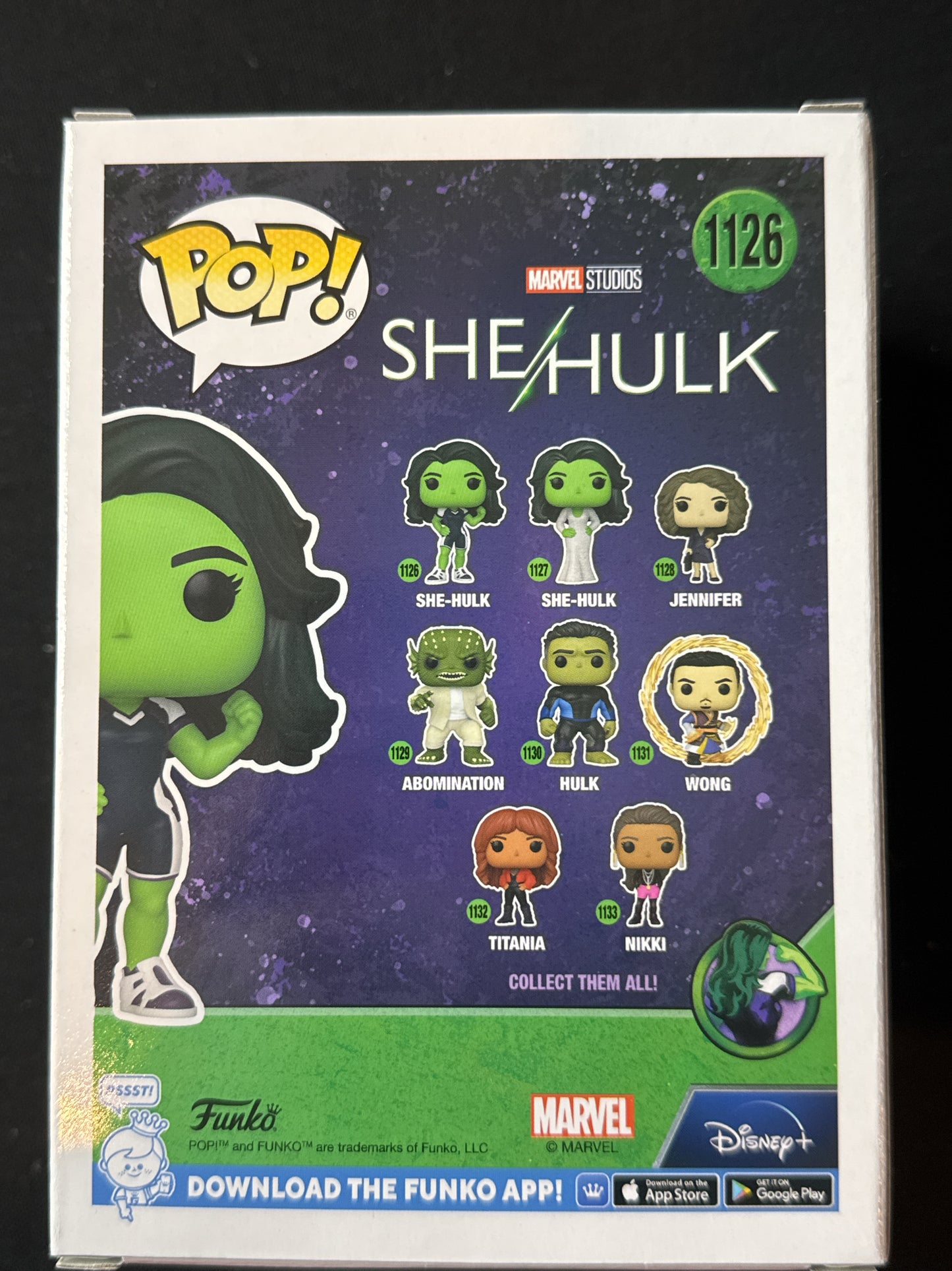 Funko Pop! Marvel Studios She-Hulk #1126 Amazon Exclusive Glows in the Dark New in Box