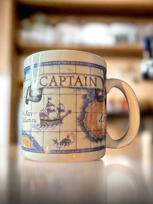 Carlton Cards Stoneware Collectible Captain America Map Coffee Cup Mug 3 5/8" Tall