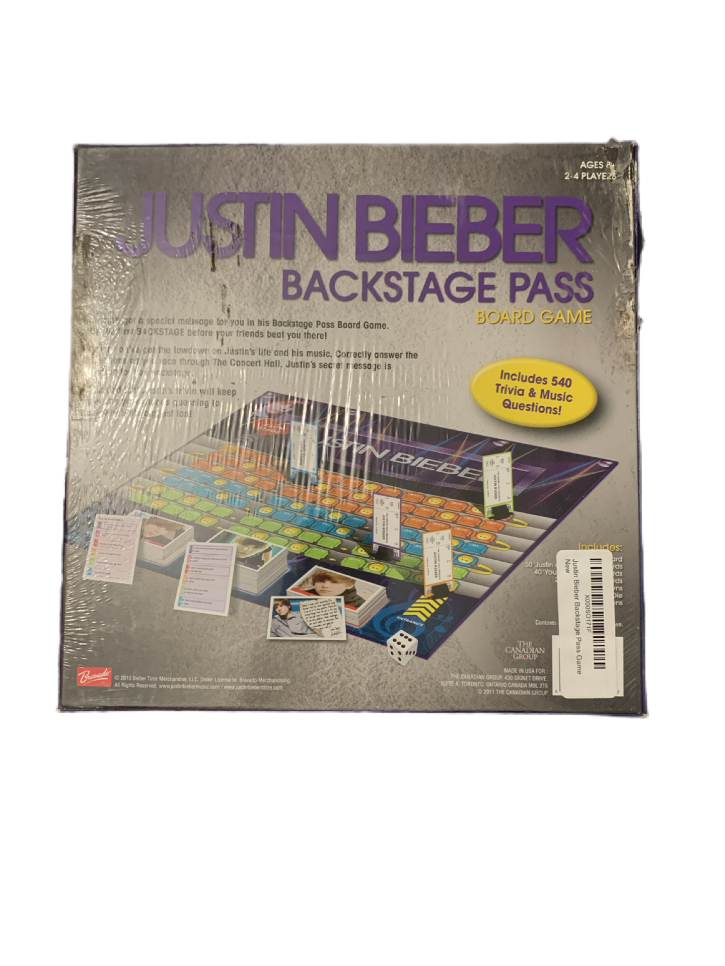 Justin Bieber Backstage Pass Board Game - New in Original Wrapper Age 8+