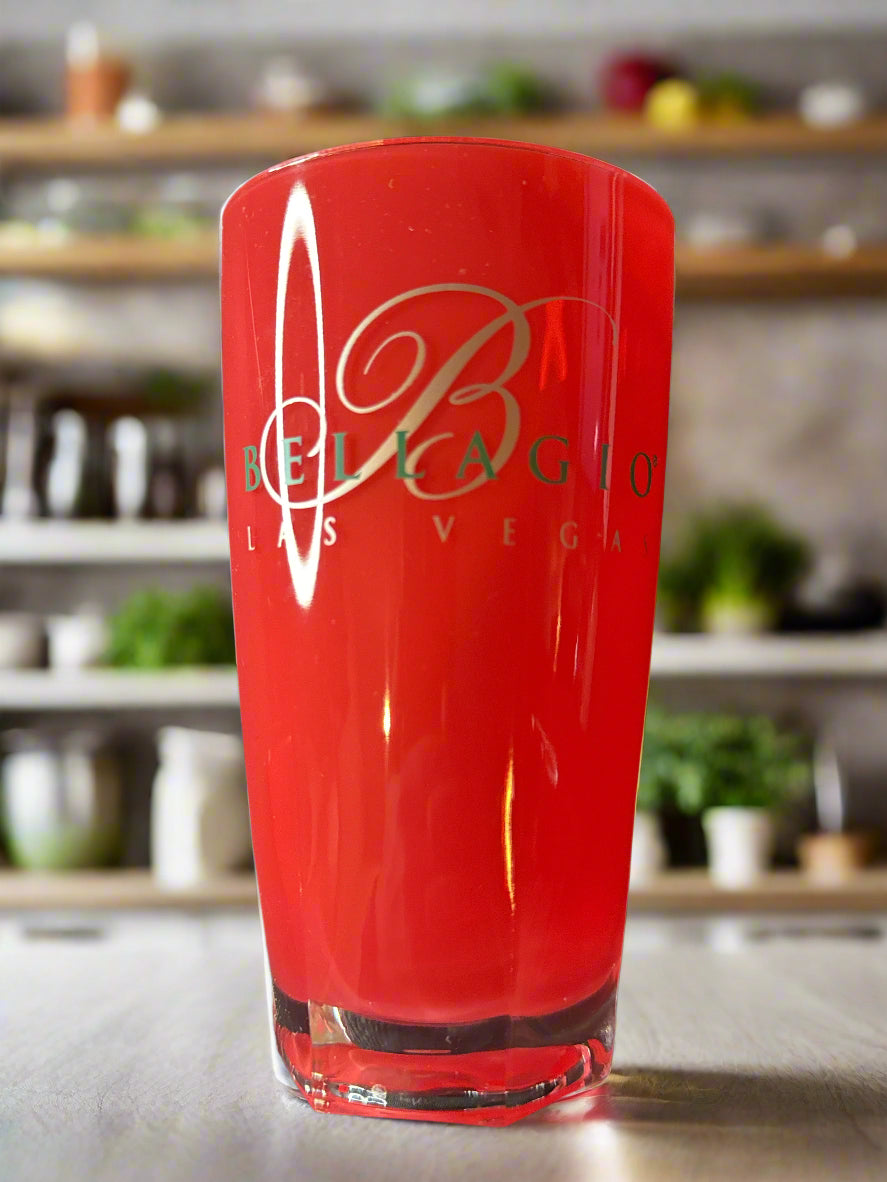 Set of 4 Acrylic Red Bellagio Las Vegas Glasses 5 3/8" Tall New