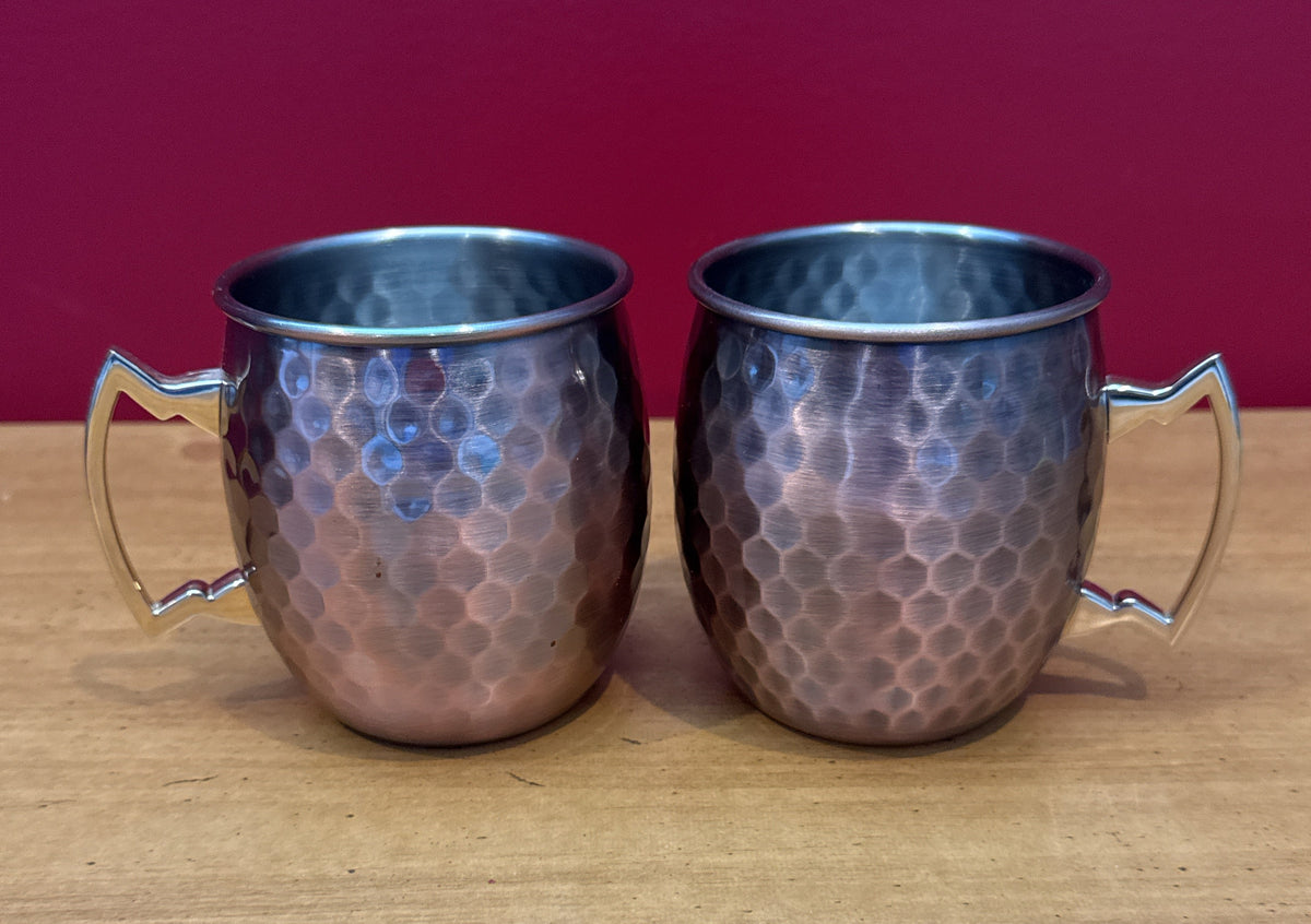 Pair of Eco One by Silver One International Hammered Copper Moscow Mule Mugs 4" Tall