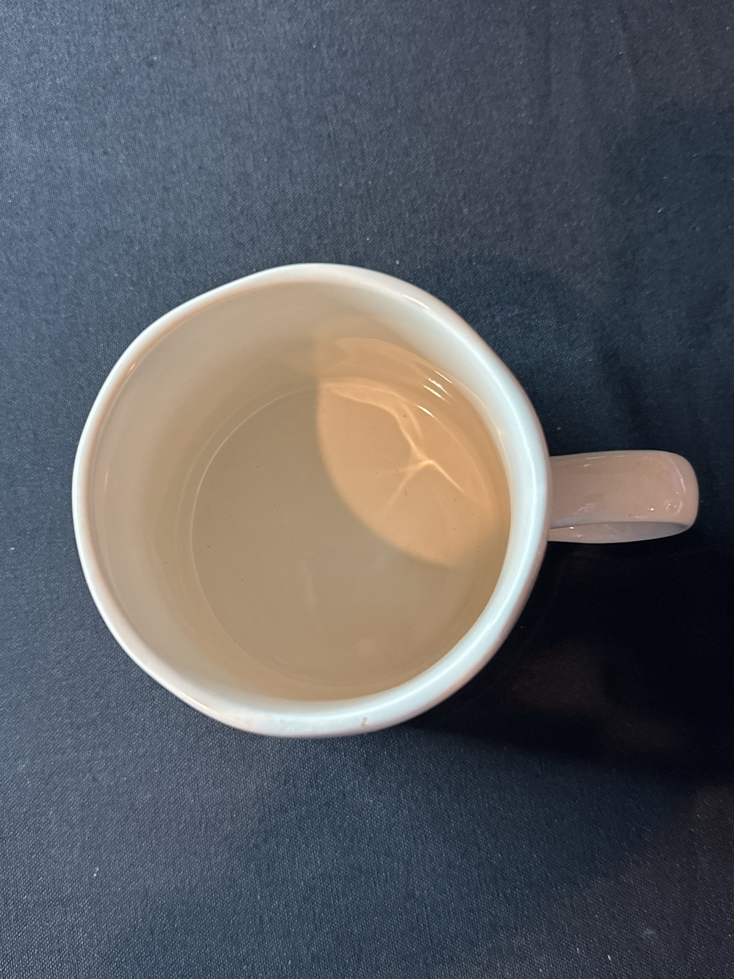 Rae Dunn Ceramic Pleated Coffee Cup Mug 4 1/8" Tall White With Dream.