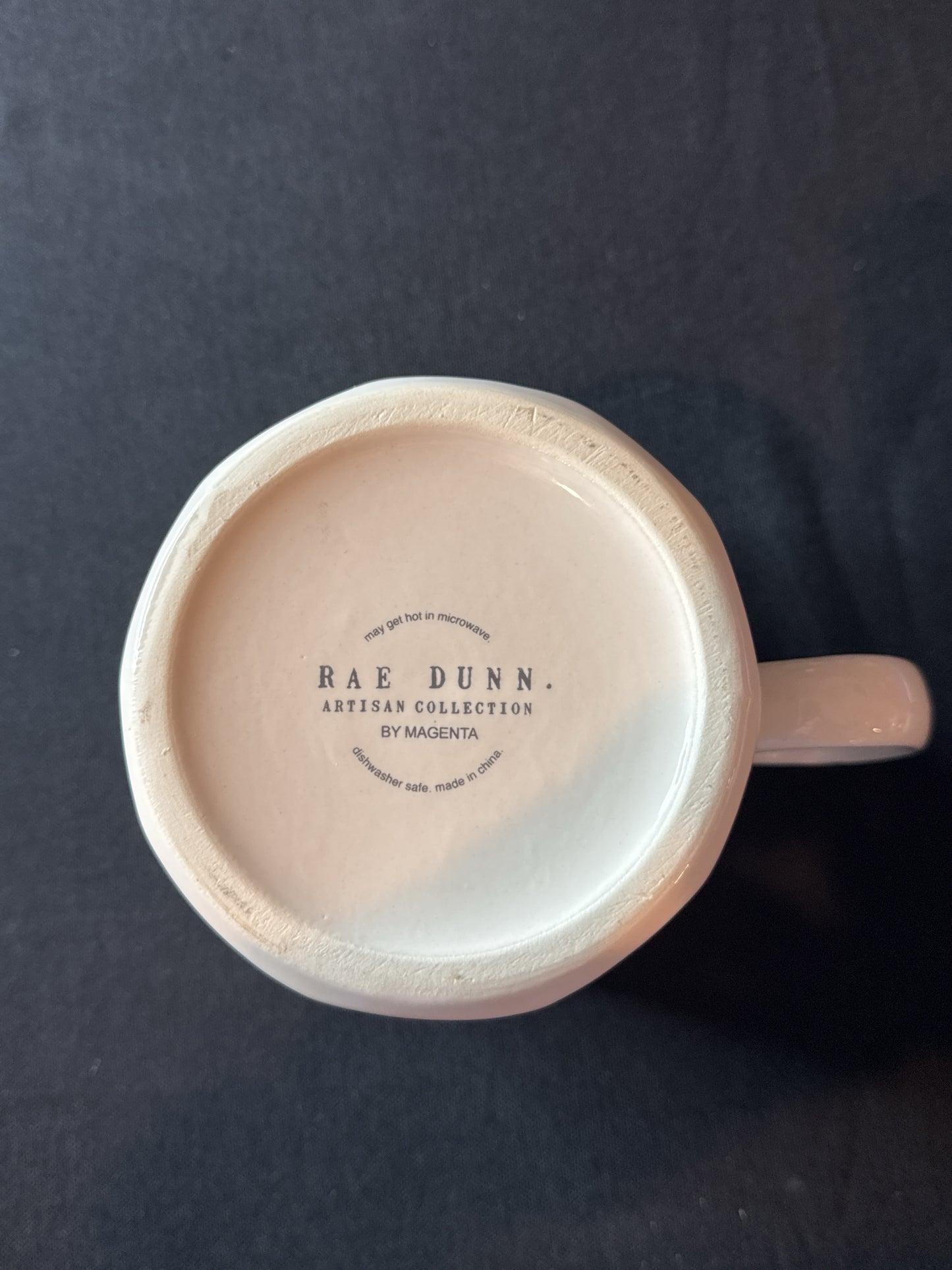 Rae Dunn Ceramic Pleated Coffee Cup Mug 4 1/8" Tall White With Dream.