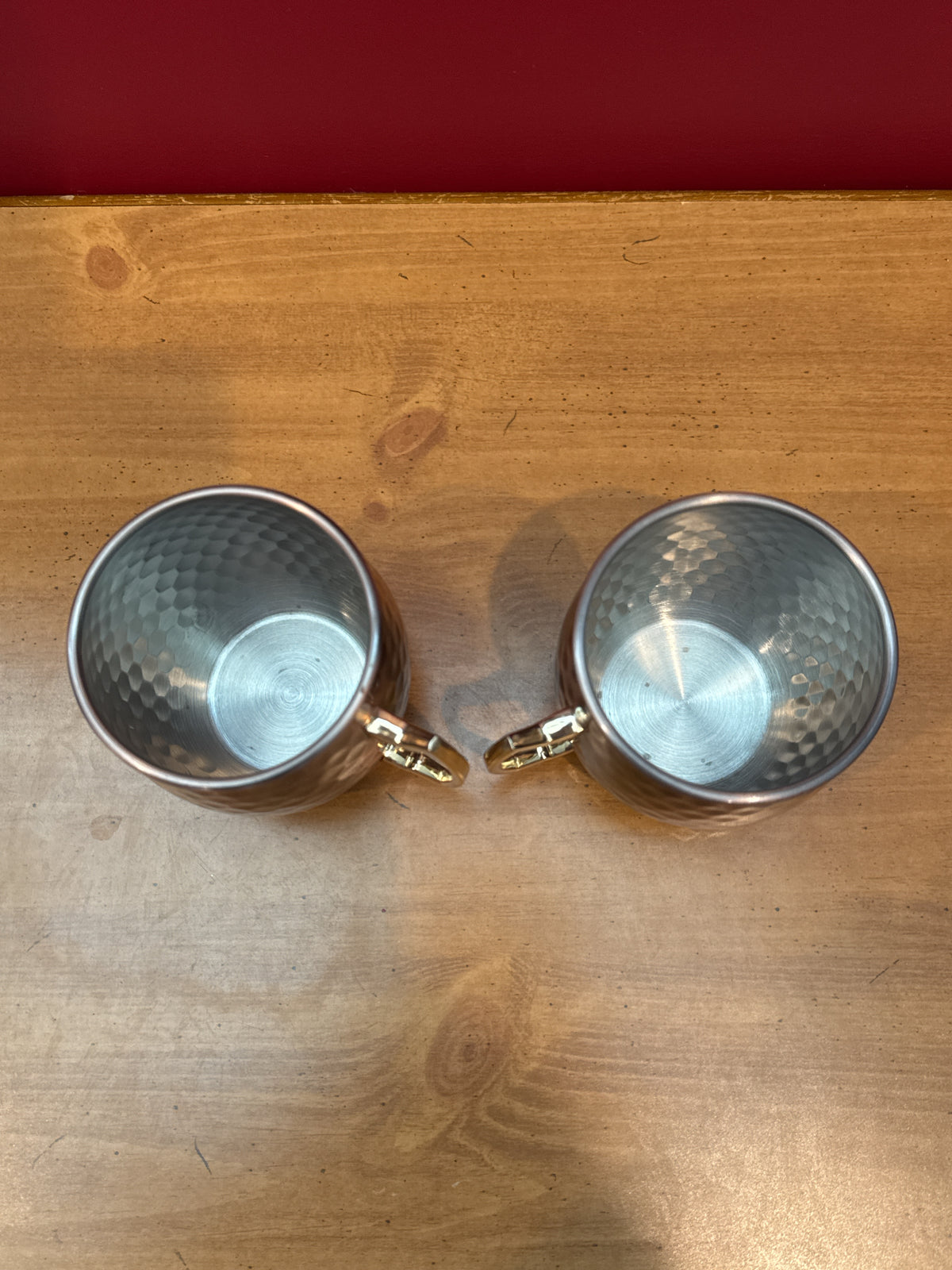 Pair of Eco One by Silver One International Hammered Copper Moscow Mule Mugs 4" Tall