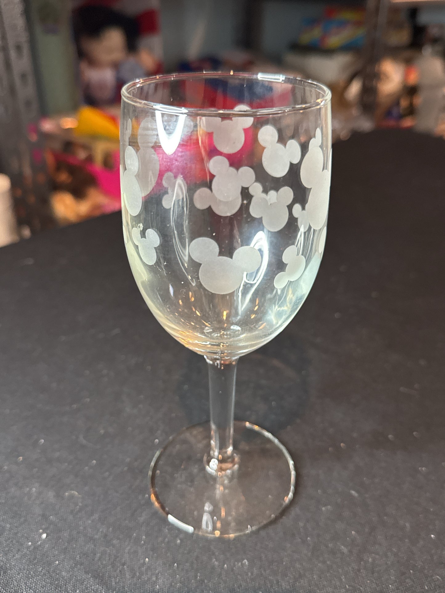 Disney Crystal Mickey Mouse Wine Glass 6 7/8" Tall