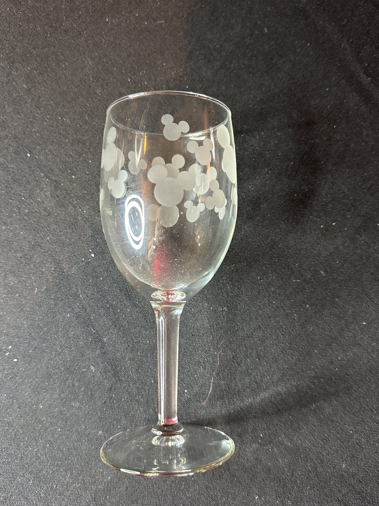 Disney Crystal Mickey Mouse Wine Glass 6 7/8" Tall