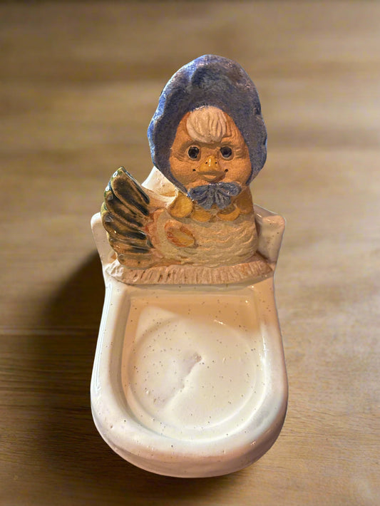 Vintage Max Hindt Pottery Soap Dish 3D Chicken On Nest - Handmade 5.5" Tall 6" Long