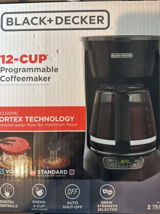 Black & Decker 12 Cup Programmable Coffeemaker Vortex Technology 2125-CV - New in Box