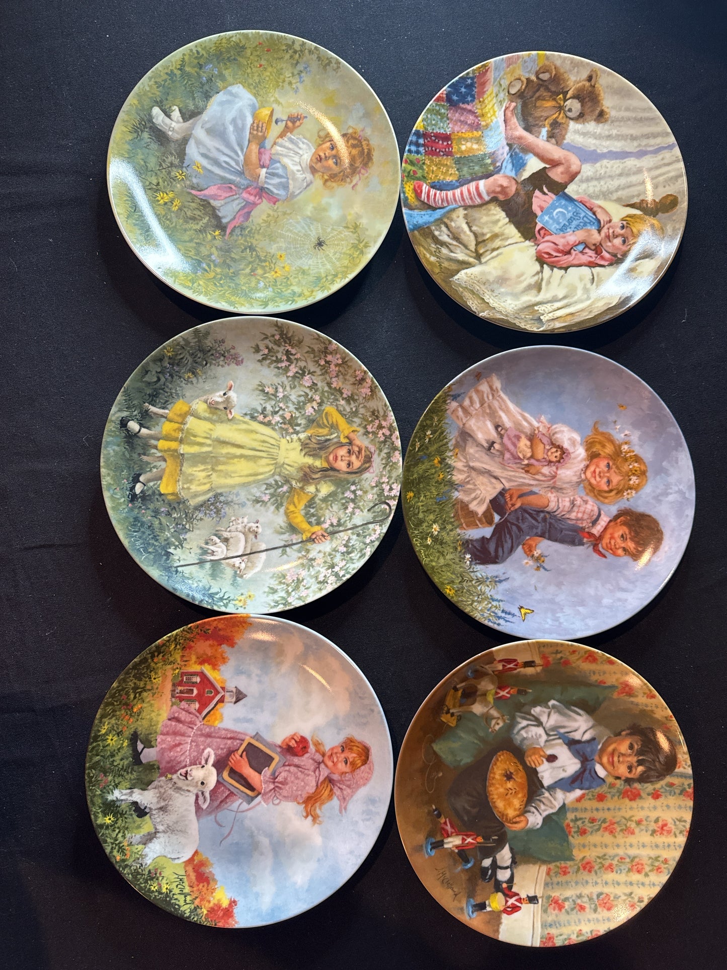 1981-1986 Reco International Mother Goose Series 8.5" Plates Series of 6 Plates