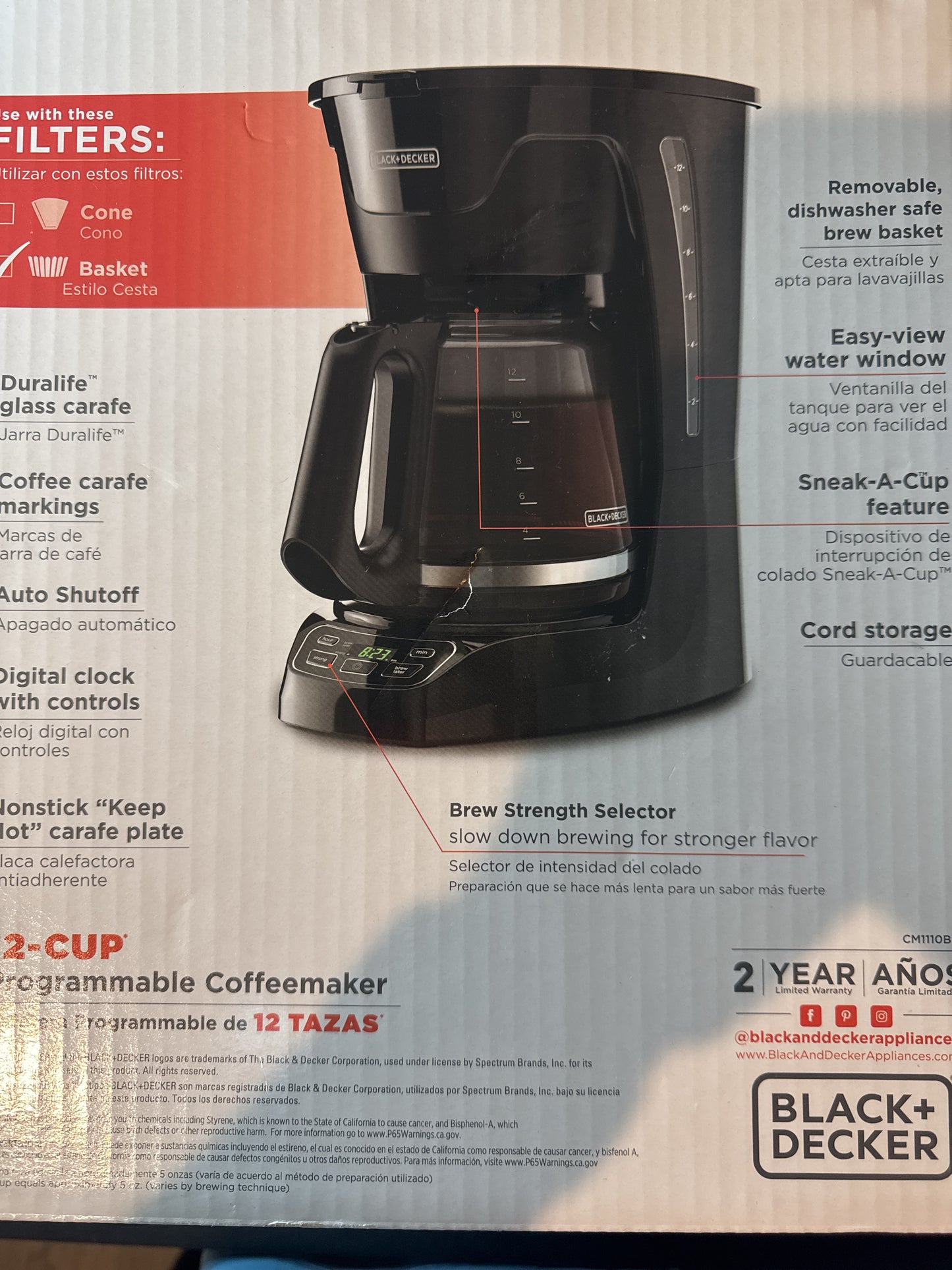 Black & Decker 12 Cup Programmable Coffeemaker Vortex Technology 2125-CV - New in Box