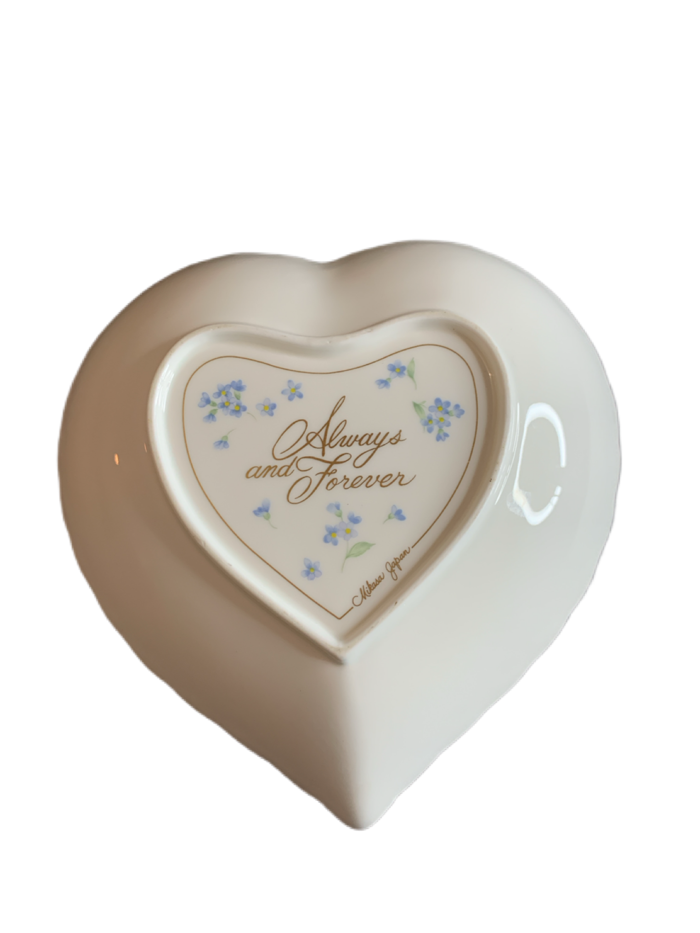 Mikasa 6" Japan Heart Shaped "Always and Forever" Embossed Porcelain Dish Pink Rose