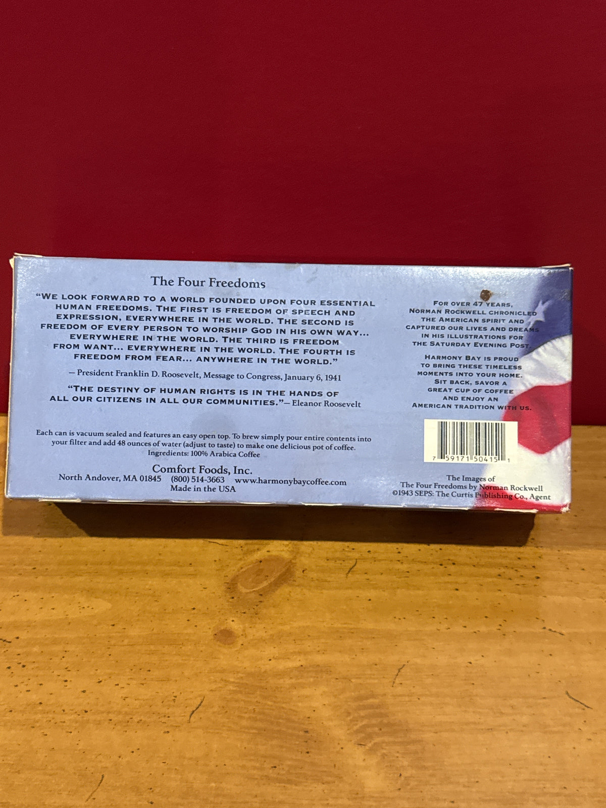 Norman Rockwell The Four Freedoms Collectible Coffee Tin Gift Set