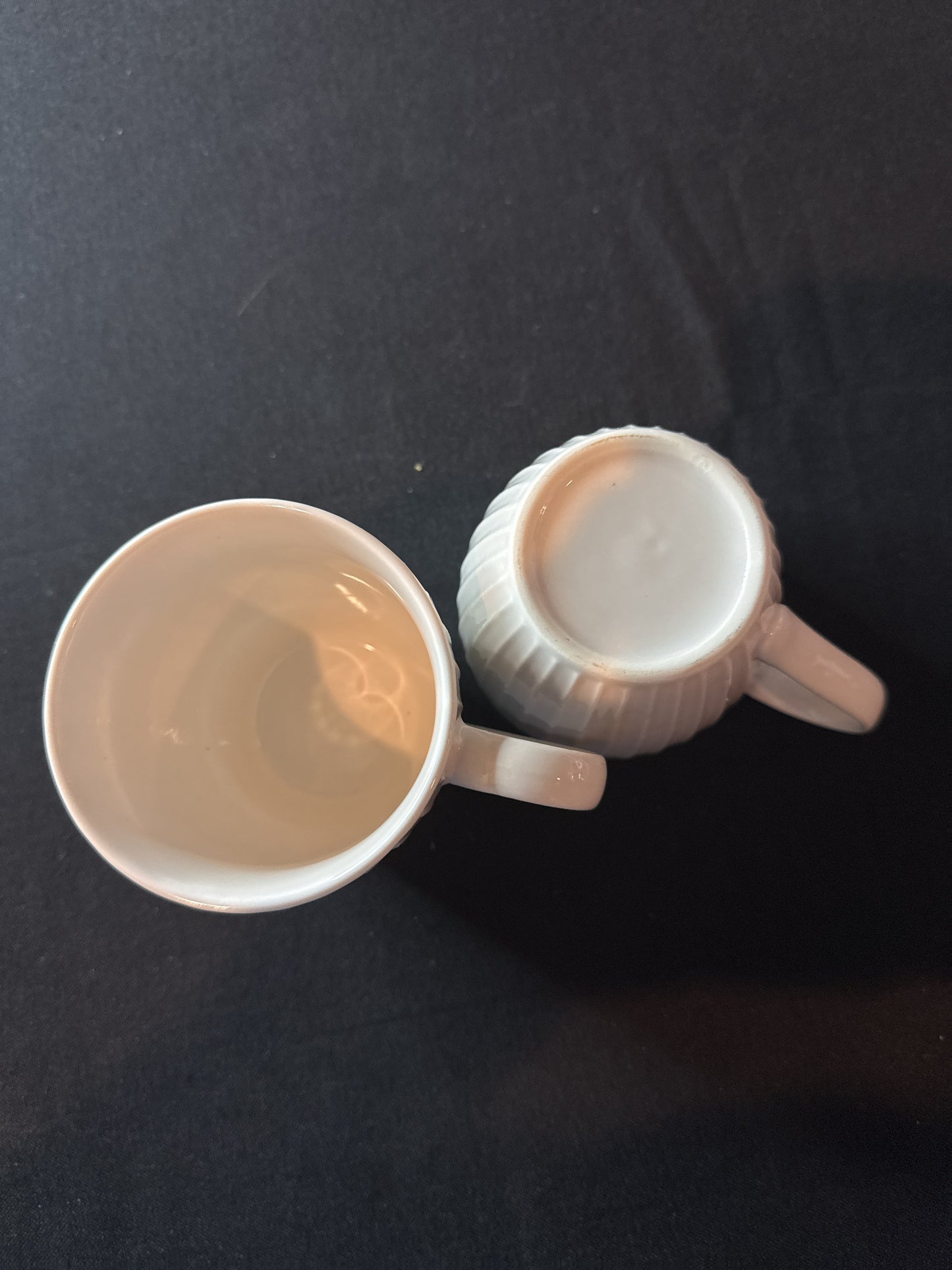 John Lewis Anyday Ribbed Stoneware Coffee Cups Mugs Set of 2 White
