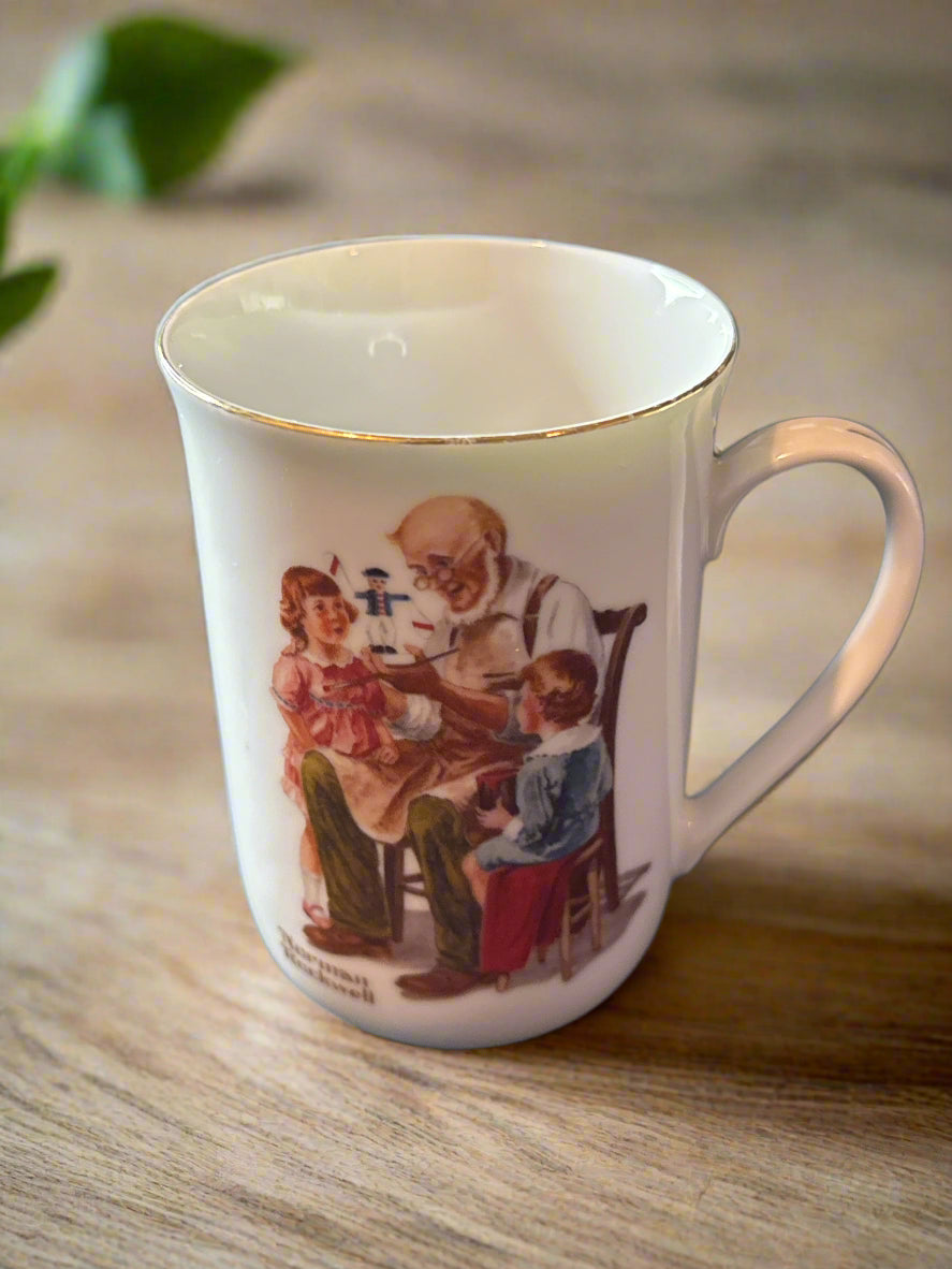 Norman Rockwell The Toymaker Rockwell Museum 1982 Coffee Mug Cup 4.25" Tall