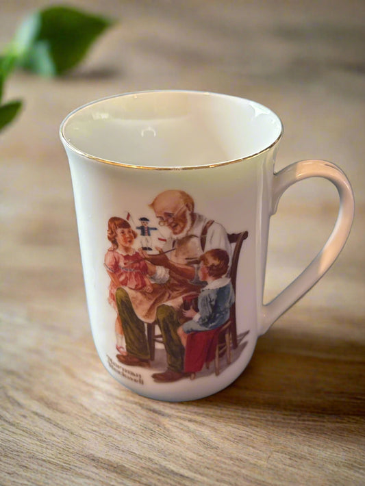 Norman Rockwell The Toymaker Rockwell Museum 1982 Coffee Mug Cup 4.25" Tall