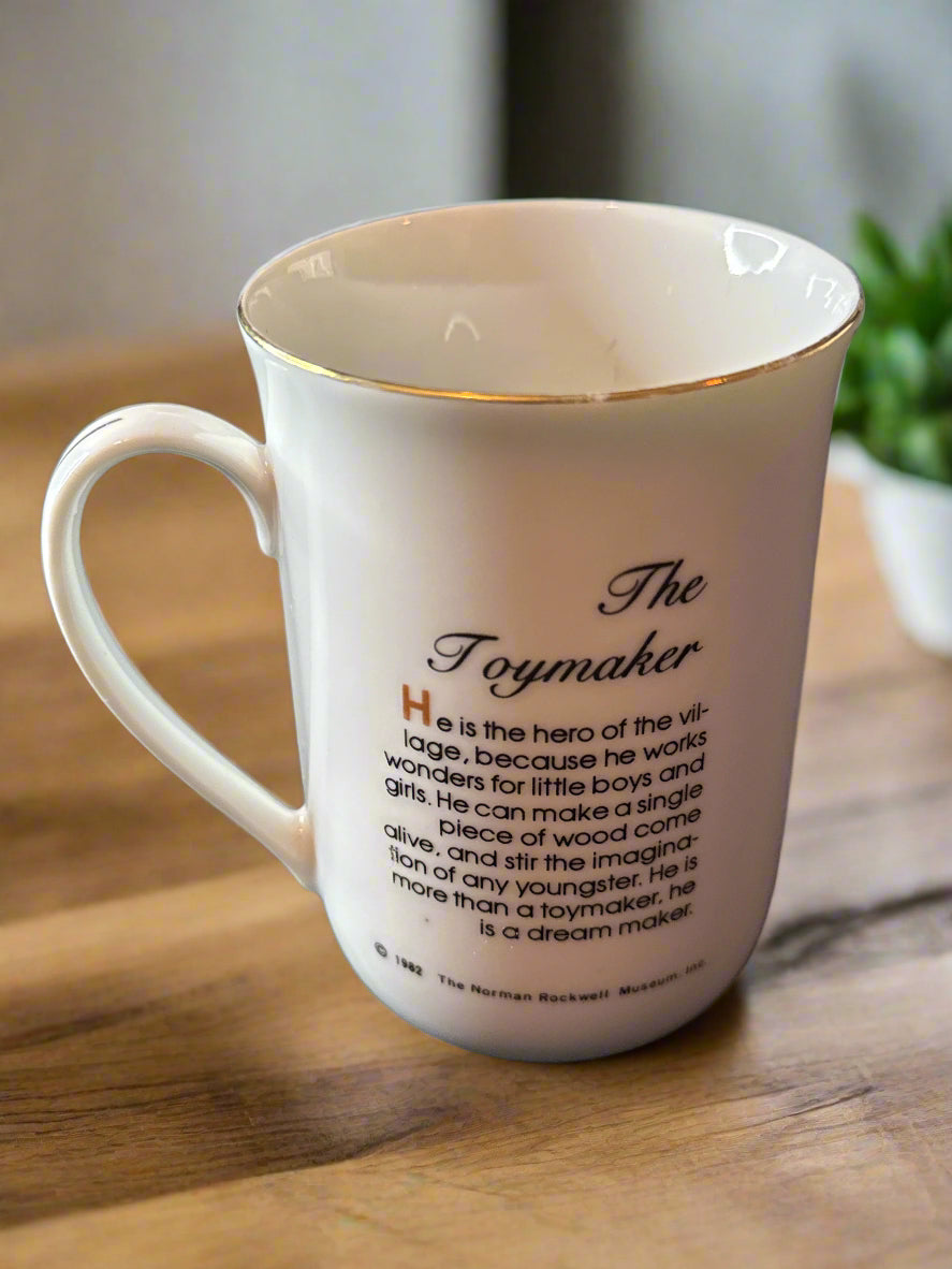 Norman Rockwell The Toymaker Rockwell Museum 1982 Coffee Mug Cup 4.25" Tall
