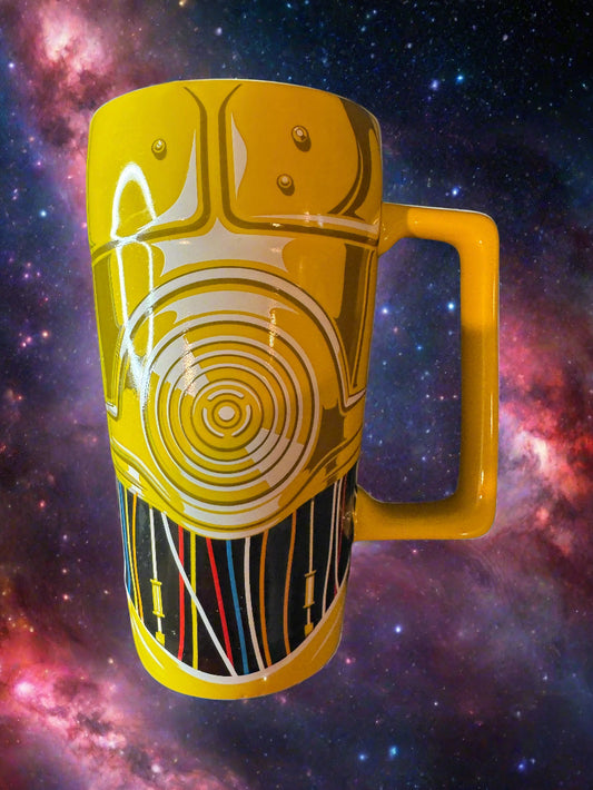 Star Wars C-3PO Coffee Cup Mug Droid Yellow Tall Disney Store Sci Fi Ceramic Heavy 6"