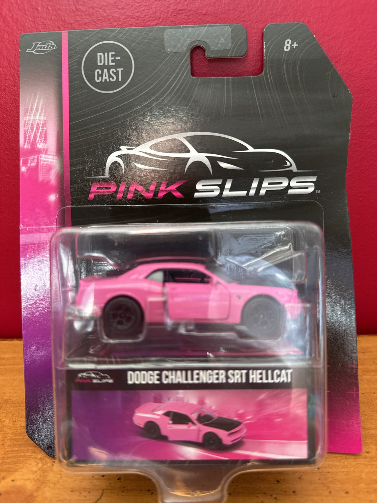 Jada Pink Slips Dodge Challenger SRT Hellcat 1:64 Die-Cast Car, Pink
