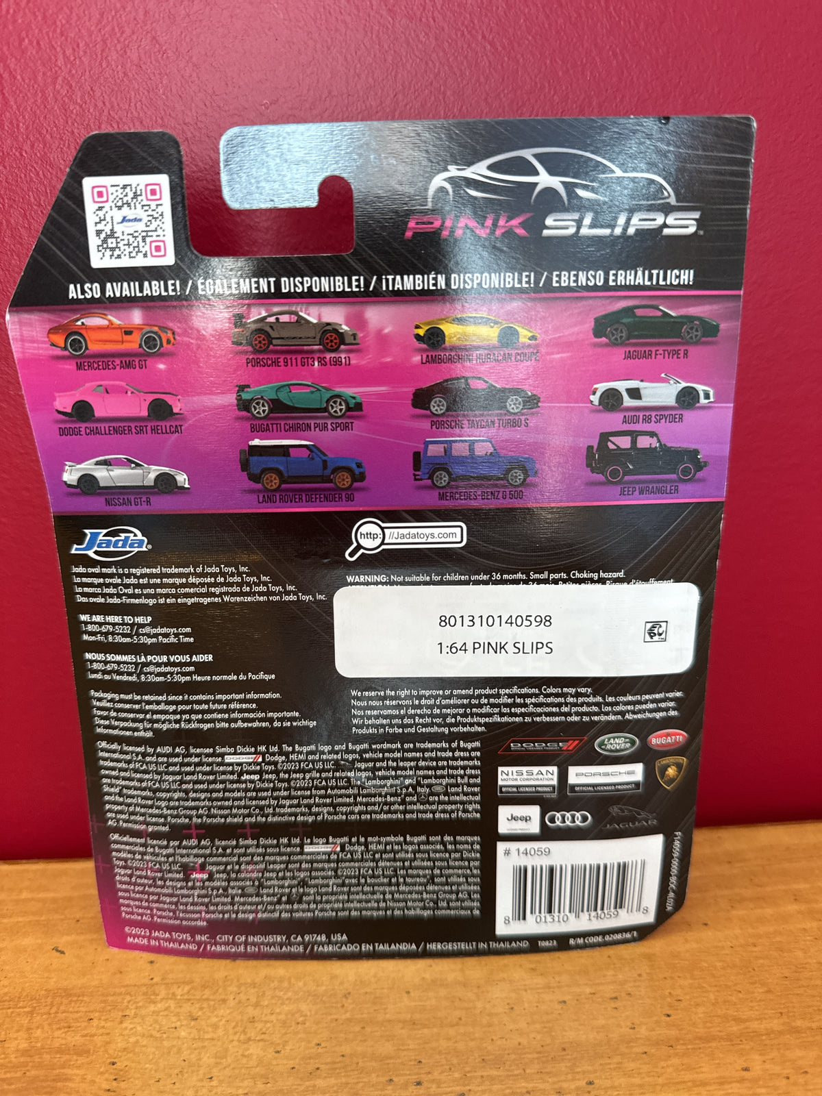 Jada Pink Slips Dodge Challenger SRT Hellcat 1:64 Die-Cast Car, Pink