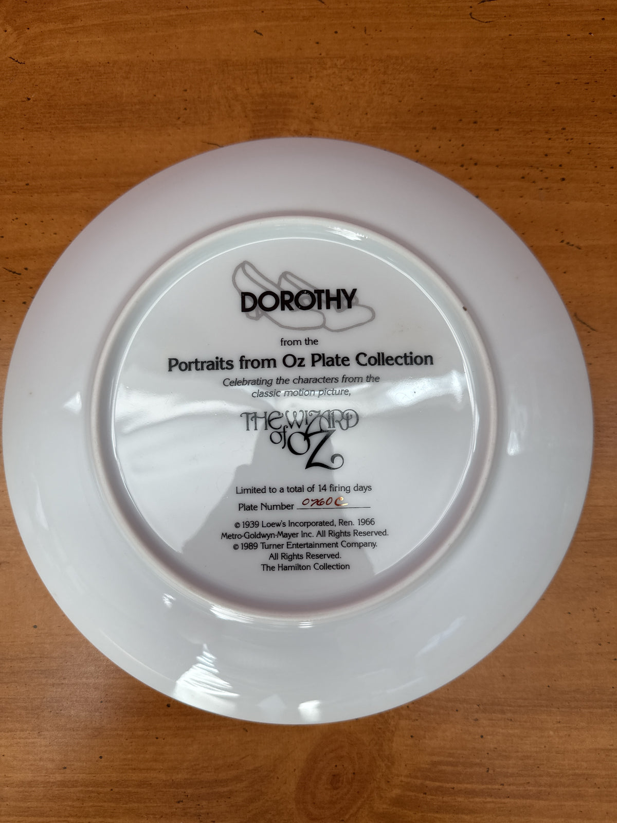 The Wizard of Oz Dorothy Portraits from Oz Hamilton Collection Plate with Certificate 8.5"