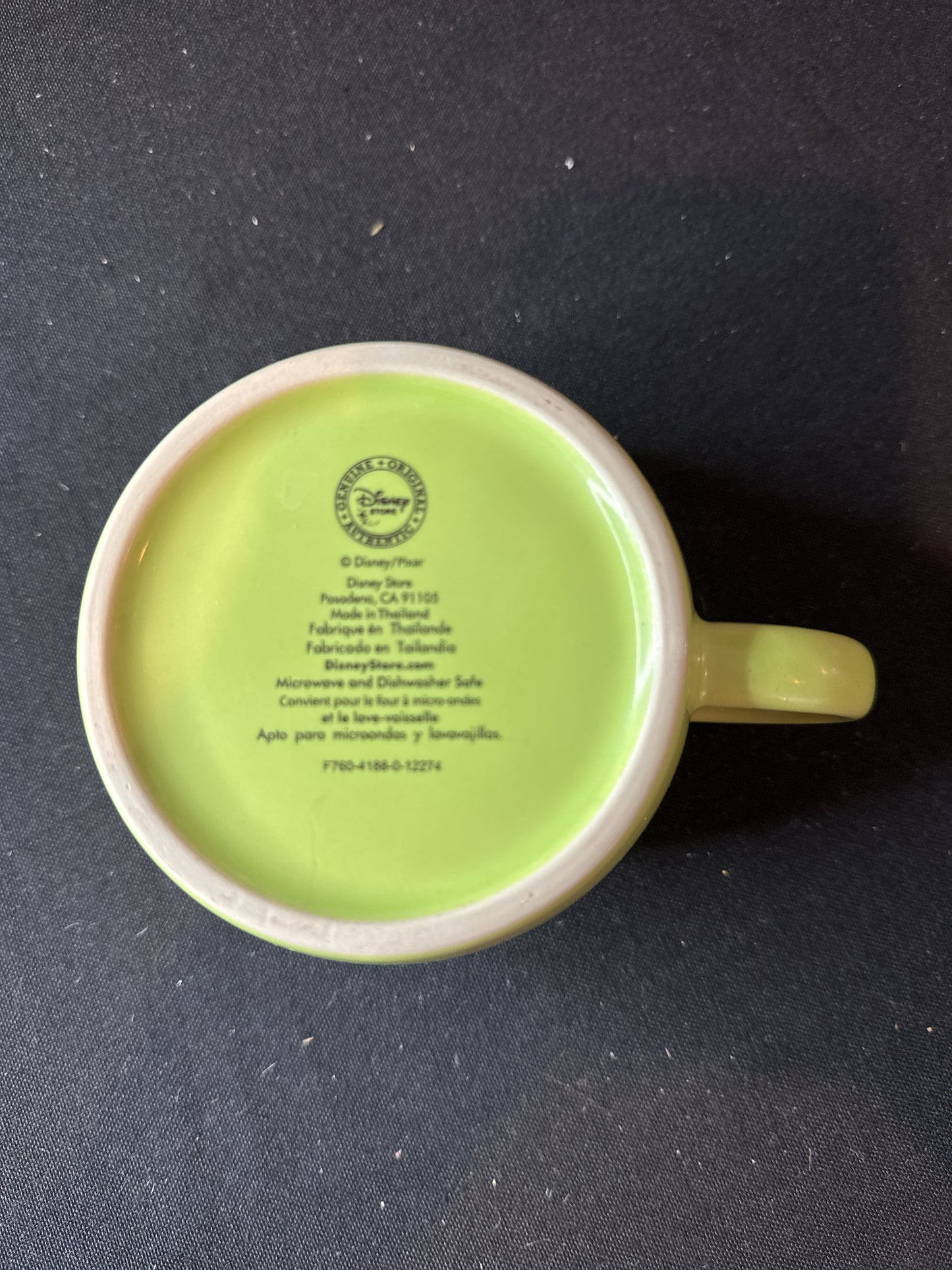 Pixar Monsters Inc. Mike Wazowski 3D Green Ceramic Mug Cup 12oz Disney Store 3.25" Tall