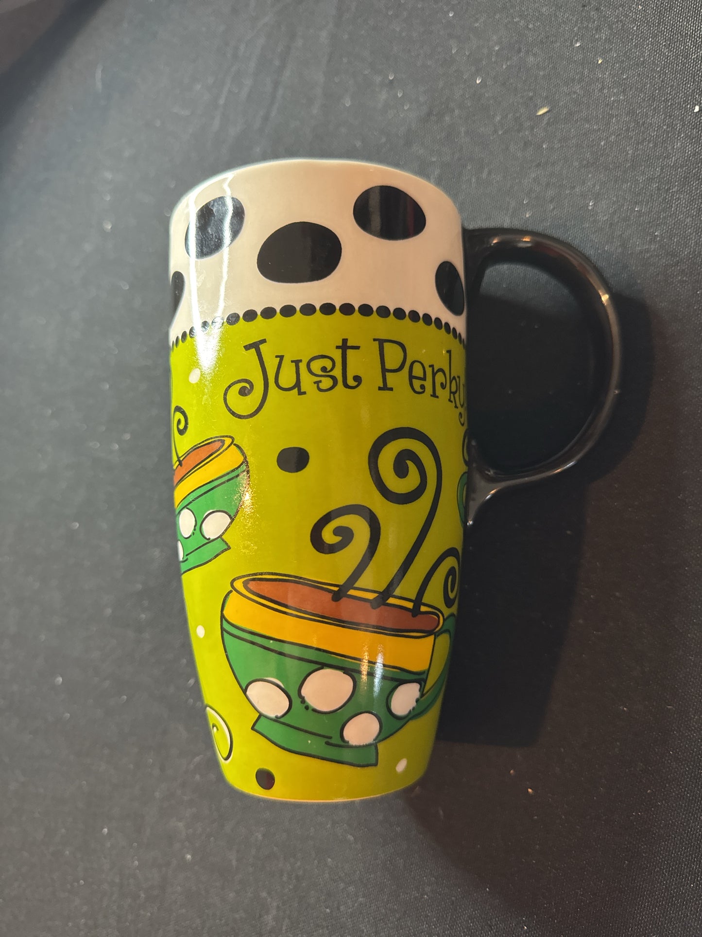 Just Perky 17oz Ceramic Latte/Coffee Mug Cup Green 6.25" Tall