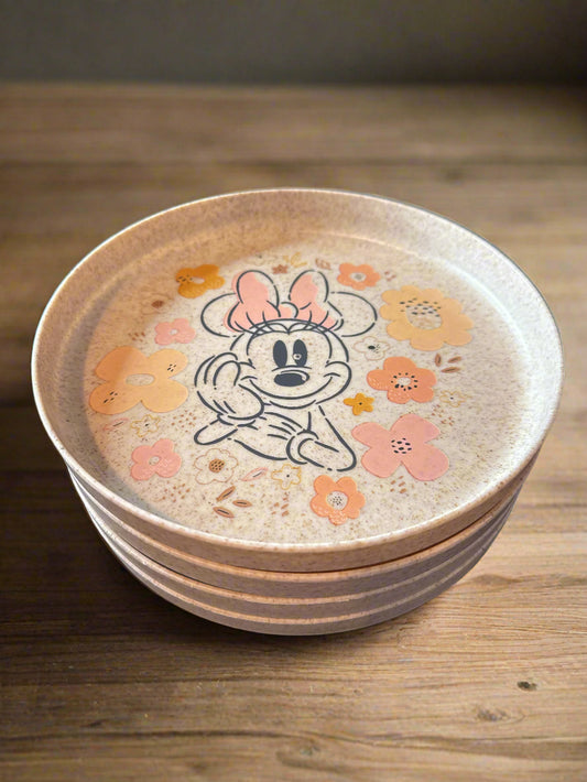 Disney Minnie Mouse Cornhusk Plates 7.5" Wide, Set of 4 New with Tags