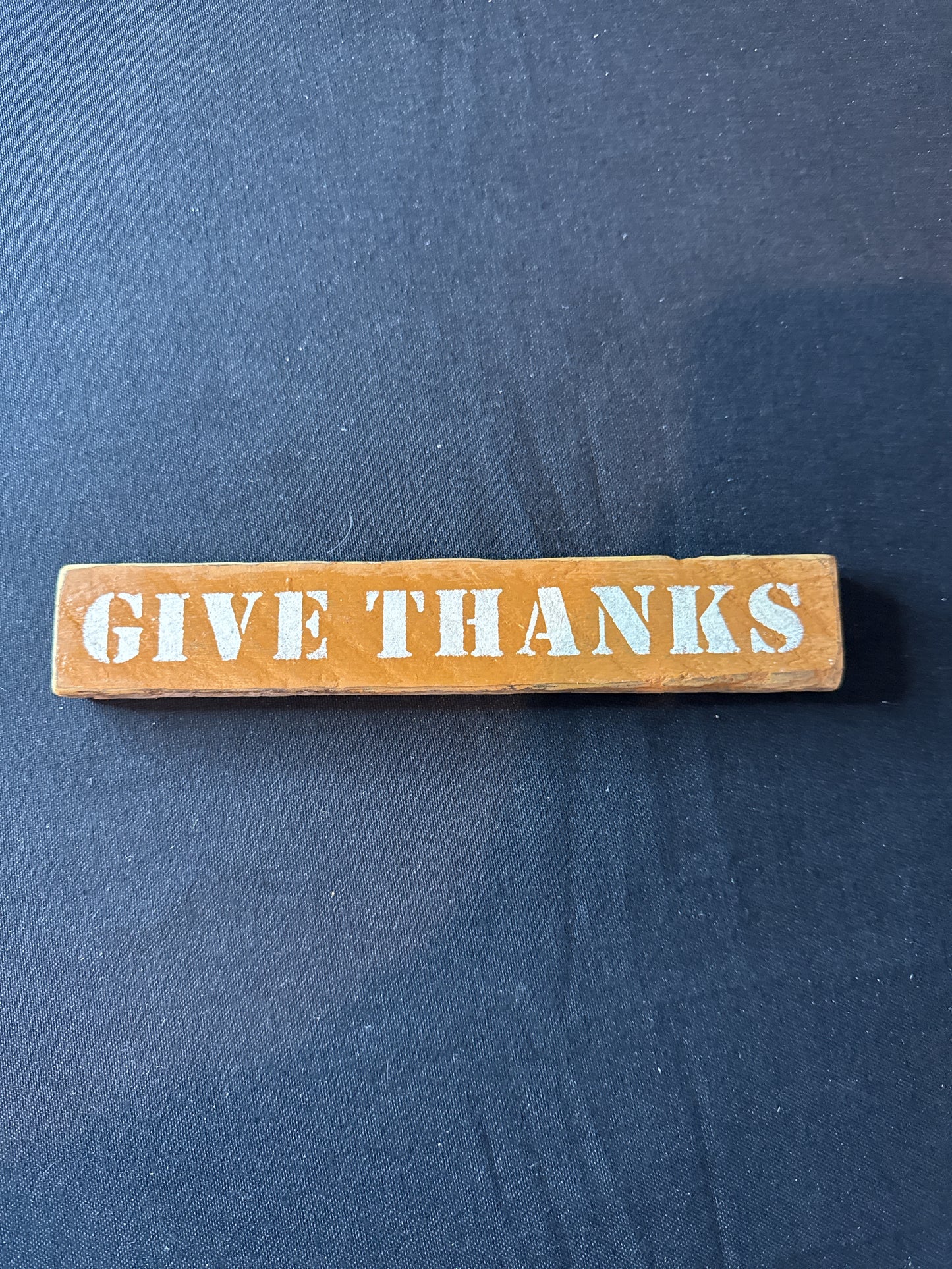 Give Thanks Wooden Sign 8.25" Long x 1 3/8" Tall