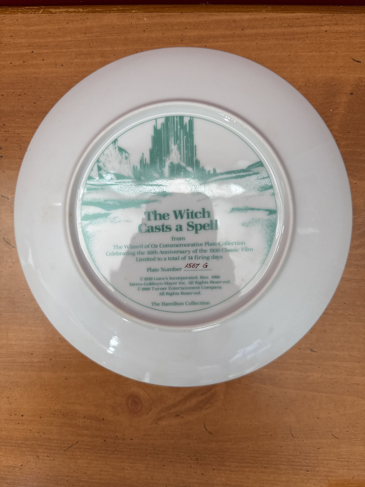 Title: The Wizard of Oz “The Witch Casts a Spell” Hamilton Collection Plate with Certificate 8.5"