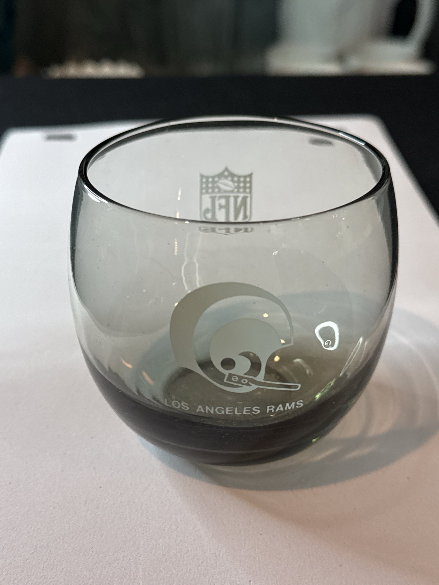 NFL Los Angeles Rams Logo Vintage Smoked Glass Tumbler 3.25" Tall