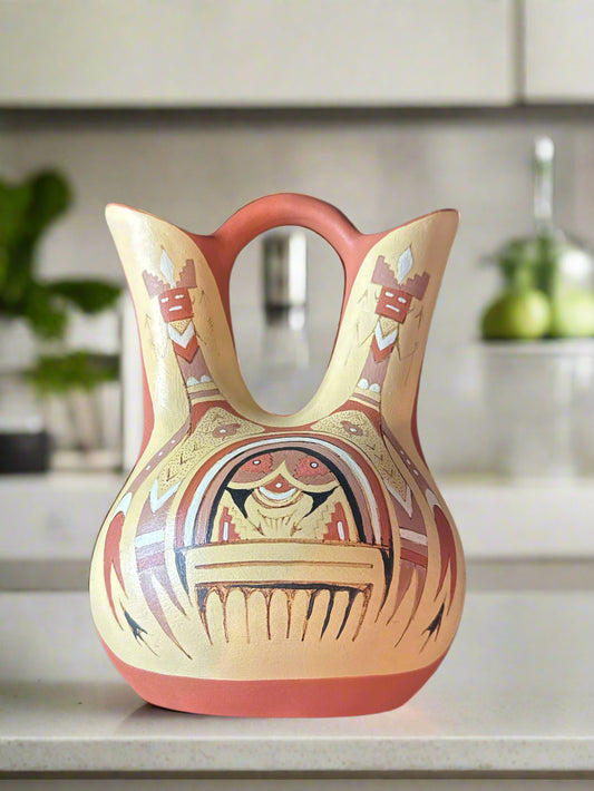 Large 8.5" Tall Pueblo Wedding Vase Signed Mary Elizabeth