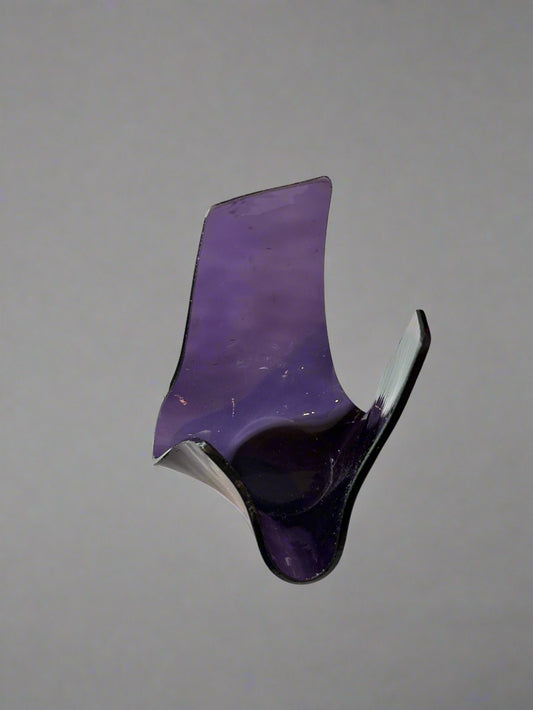 Vintage Funky Fused Art Glass Handkerchief Purple Small Votive Candle Holder 4.5" Tall